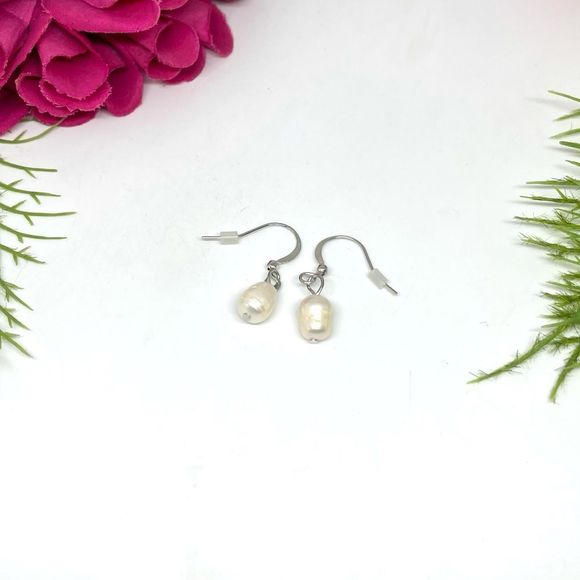 NEW⚜️Freshwater Pearl Semiprecious Drop Earrings - Picture 1 of 5